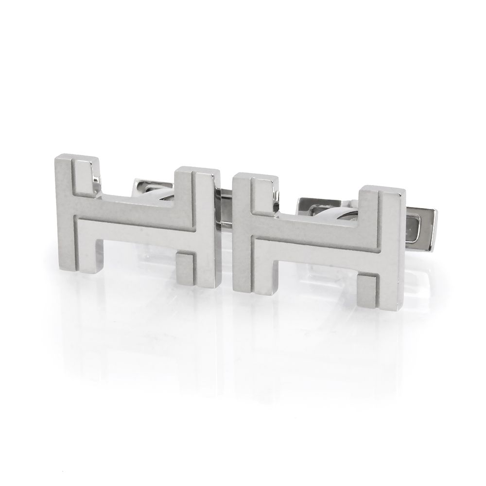 エルメス カフリンクス H アッシュ オ カレ カフス メタル シルバー HERMES