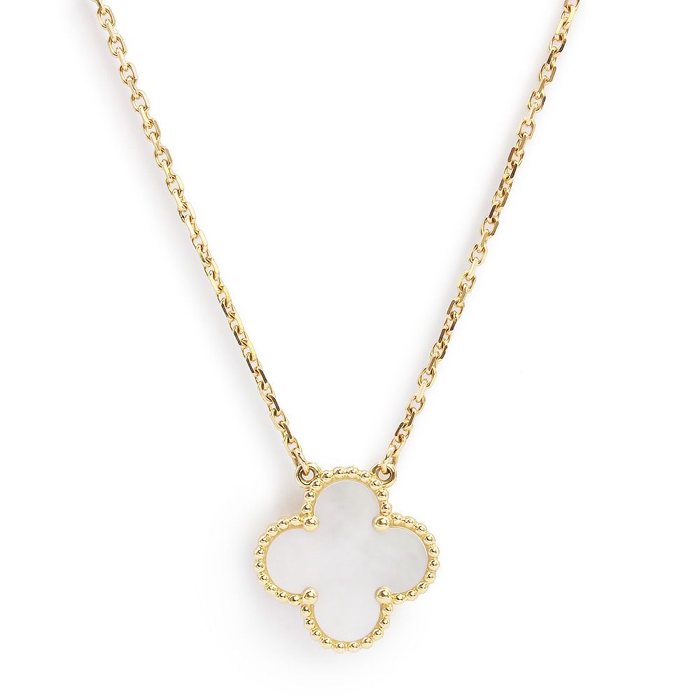 ヴァンクリーフ＆アーペル ヴィンテージ アルハンブラ ペンダント ネックレス K 18 YG 750 マザー オブ パール イエローゴールド 保証書付 Van Cleef - Arpels