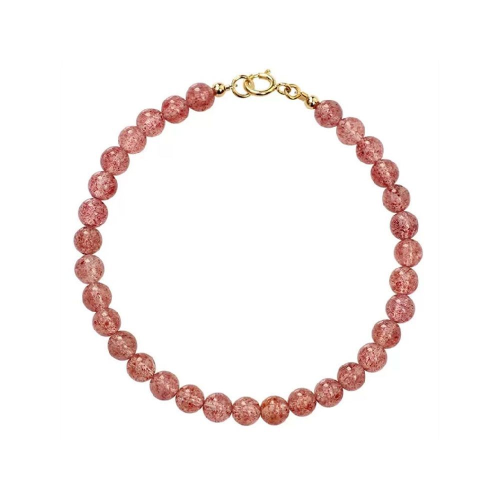 天然石 ブレスレット 6mm ストロベリークォーツ 天然石ブレスレット