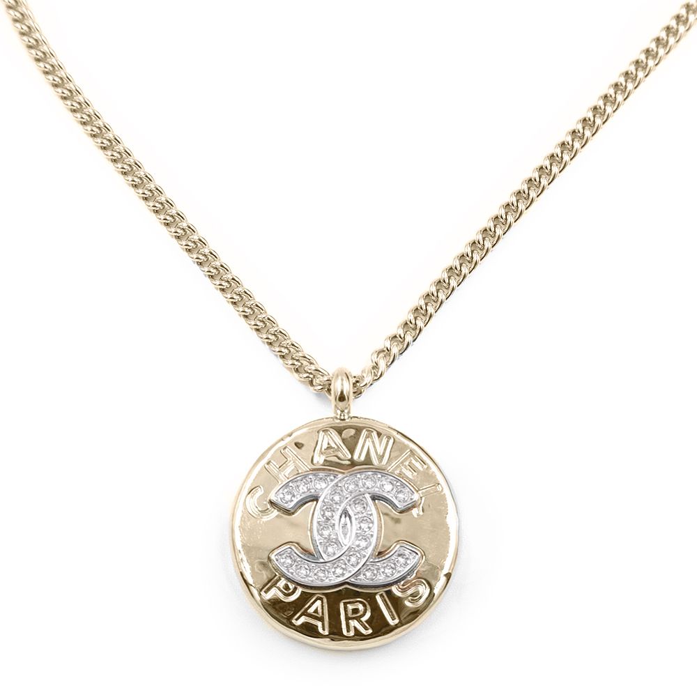 シャネル ココマーク メティエダール ラインストーン チョーカー ペンダント ネックレス シャンパンゴールド ABG 026 CHANEL