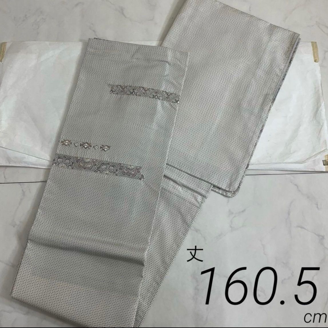 kimono one kimonoarisa 厳選 白大島紬の附下 汕頭レース蘇州刺繍 広襟 ロング 裄65丈160.5