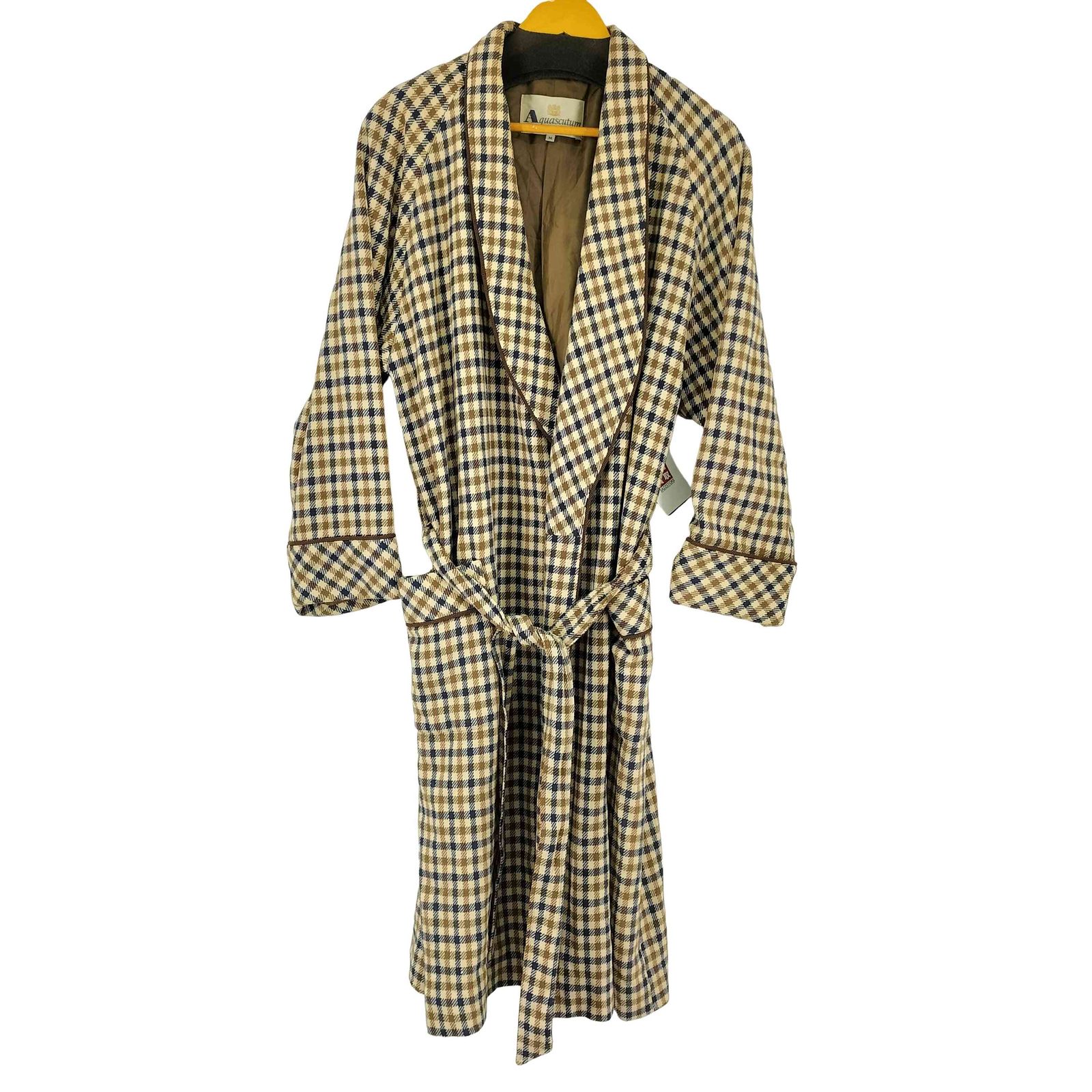 Aquascutum アクアスキュータム クラブチェックガウンコート 毛100% アクアスキュータム AQUASCUTUM チェック ガウンコート レディース M
