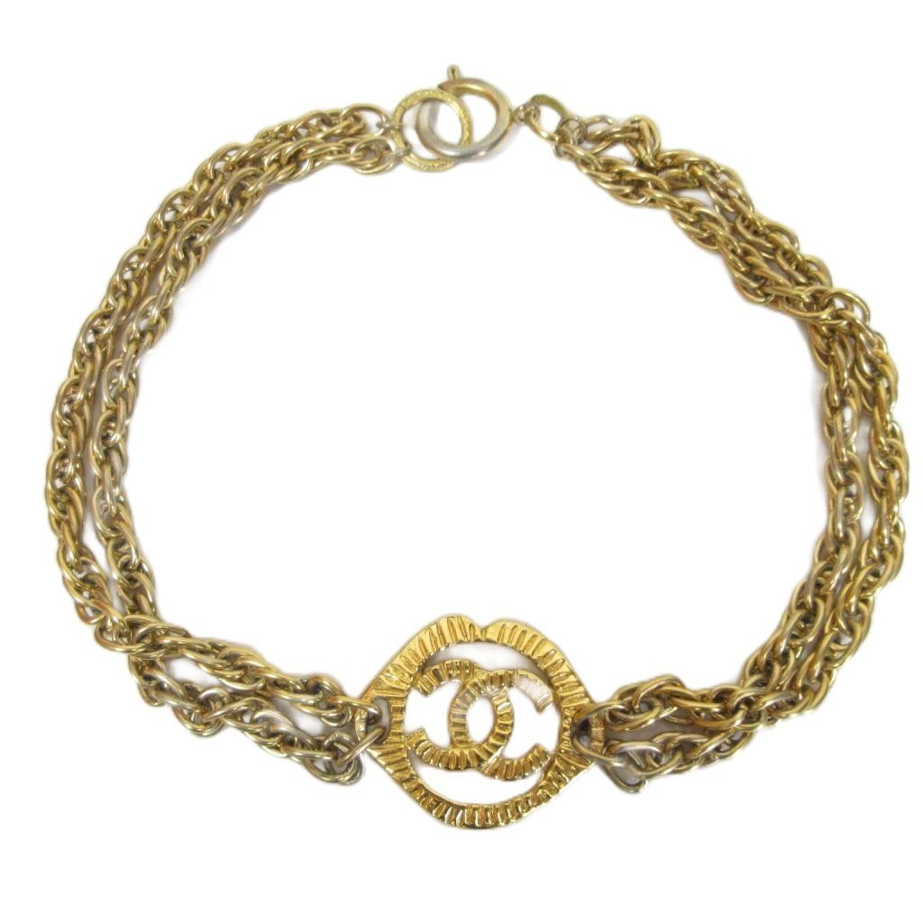 シャネル CHANEL ヴィンテージ 2連チェーン ココマーク ネックレス ペンダント GP メッキ ゴールド MNK 3