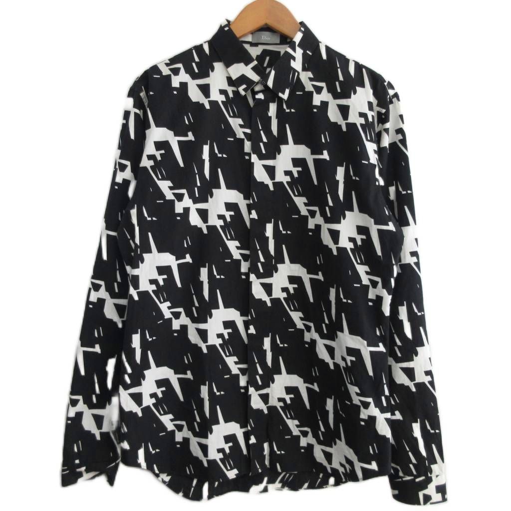 ディオールオム Dior HOMME Poster Style Houndstooth Shirt ビッグ