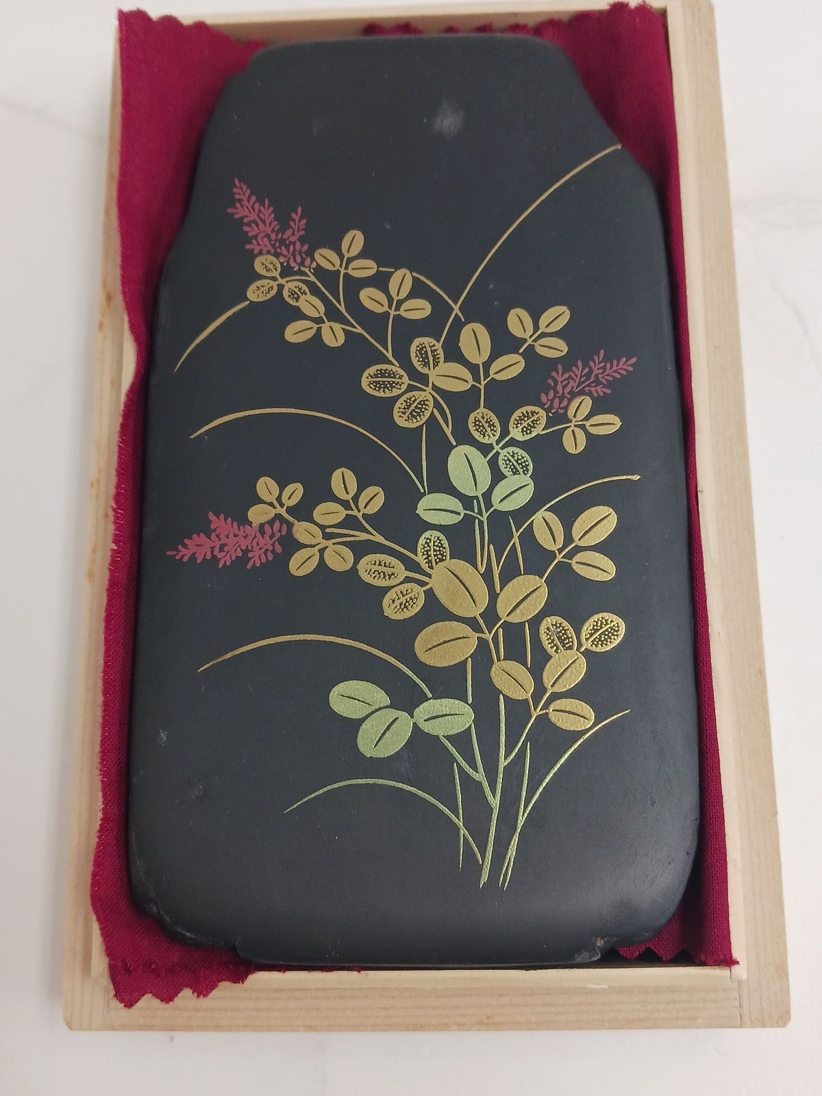 未使用保管品】未使用保管品 雄勝硯 蓋つき 桐箱入り 書道用 高品質硯