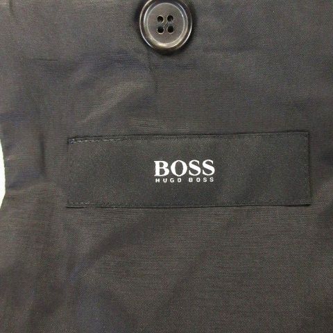 ヒューゴボス HUGO BOSS シングルスーツ セットアップ 上下 テーラードジャケット パンツ スラックス ストライプ 46 S 黒 ブラック AH 1 GY 11 長く使える ビジネスジャケット 