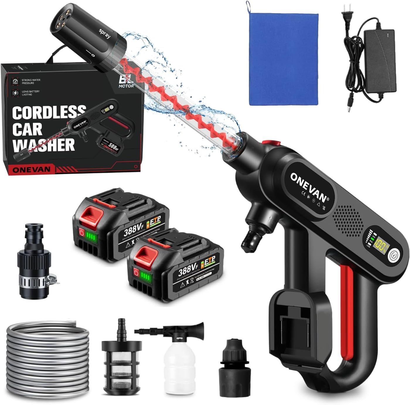 ONEVAN コードレスカーウォッシャー ポータブル高圧洗浄機 洗車機 ブラシレスモーター 311 v 11
