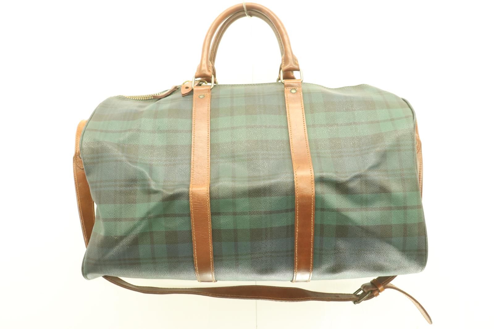 Polo mallet ダークグリーンチェック ボストンバッグ ポロ ラルフ