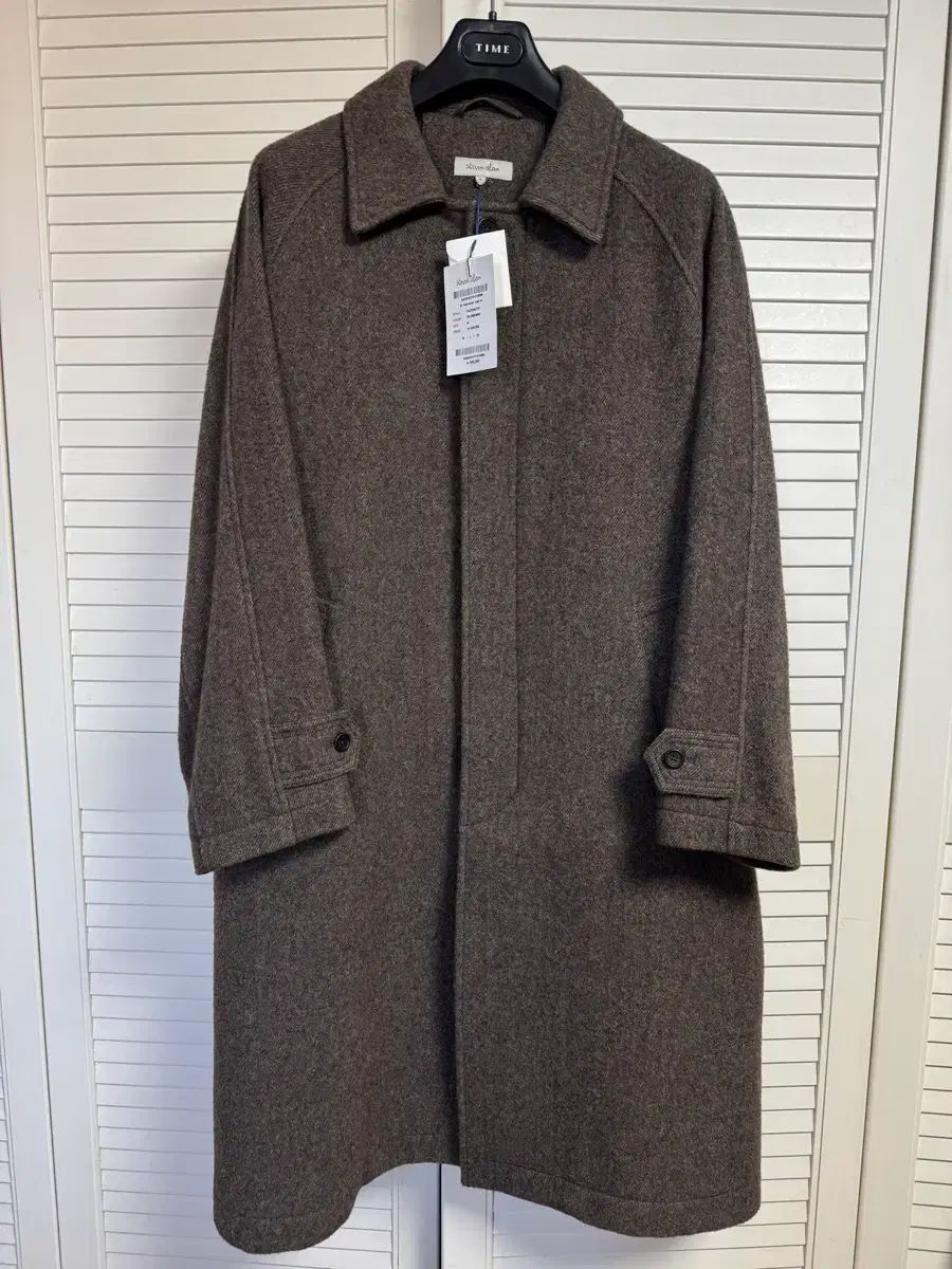 スティーブンアラン バルマカーン ヘリンボーン ツイル コート ブラウン M