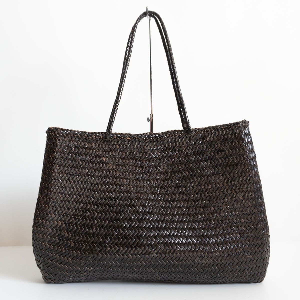 美品】DRAGON【レザー メッシュ ハンド バッグ】 ダークブラウン