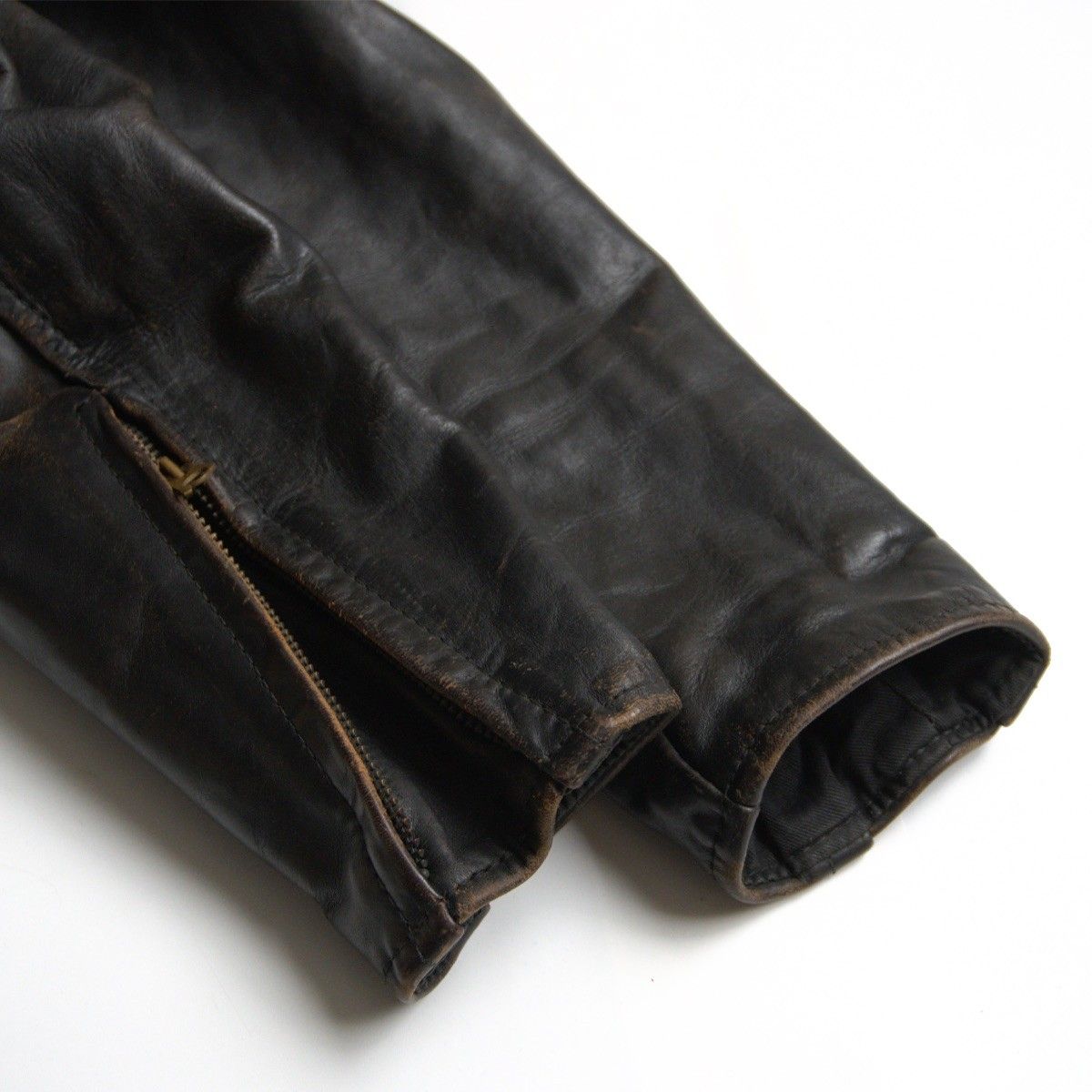 定価26万　試着のみ　AERO LEATHER ダブルレザージャケット　36　黒 雰囲気抜群】AERO LEATHER【ホースハイド レザー ダブルライダース