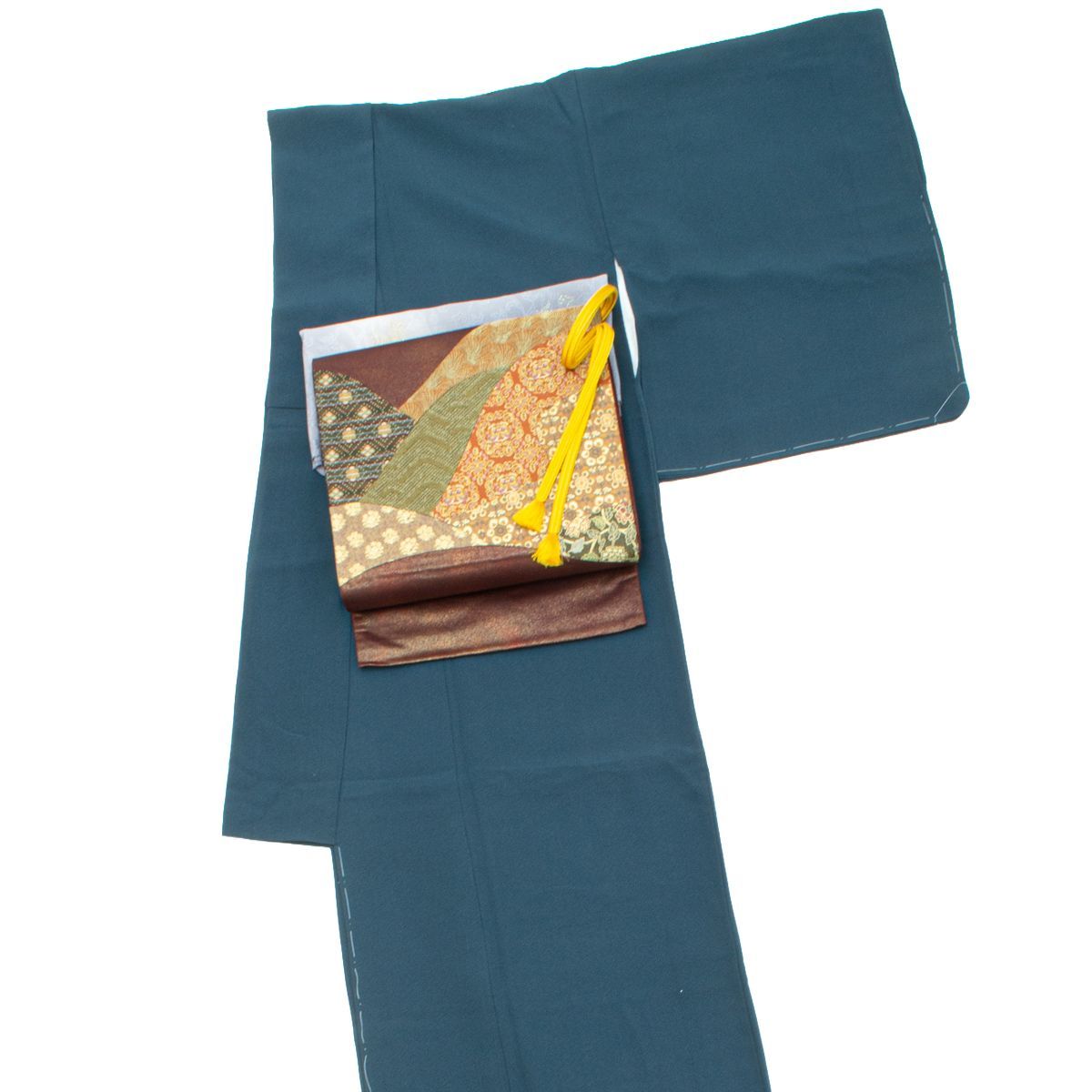 美品】色無地 本草木染 堅牢染 高麗納戸 丹後ちりめん 縫い一つ紋