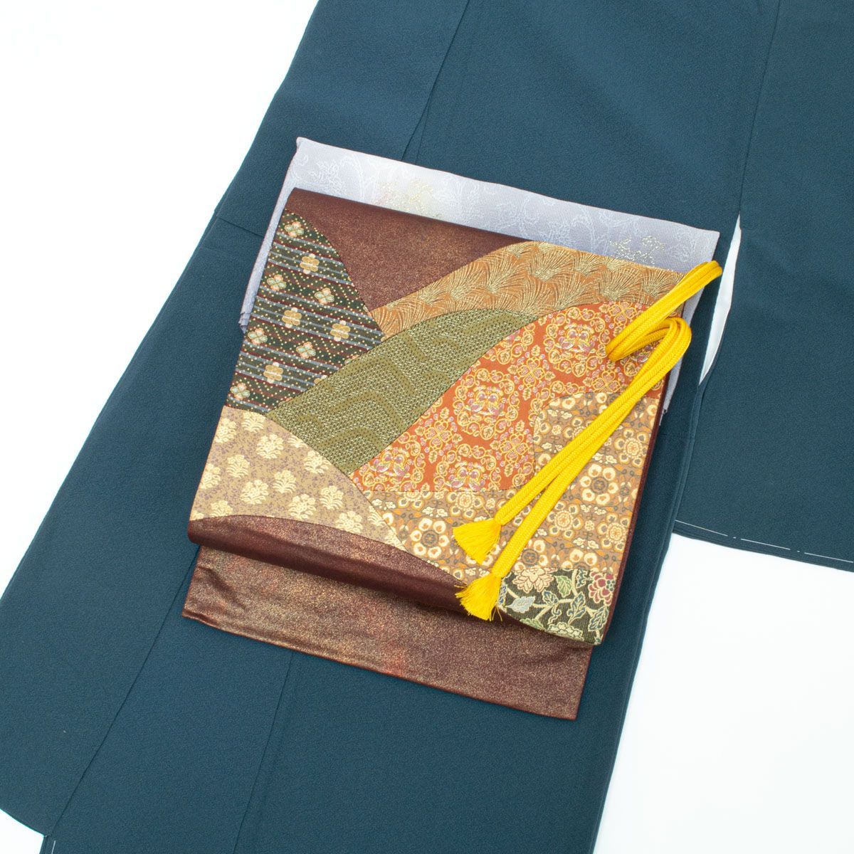 美品】色無地 本草木染 堅牢染 高麗納戸 丹後ちりめん 縫い一つ紋