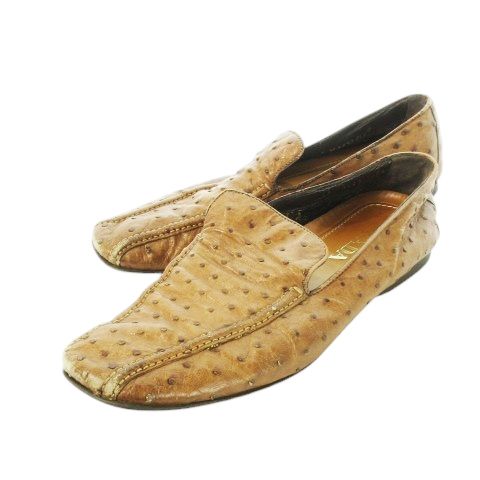 プラダ PRADA スリッポン ローファー オーストリッチ レザー 革 12 30 0 cm 茶 ブラウン CK 14 GY 04