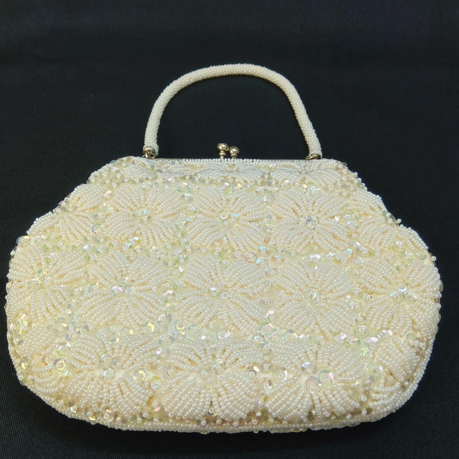 美品💛昭和レトロ 🔷 ビーズ刺繍&スパンコール ミニバッグ 🔴 豪華