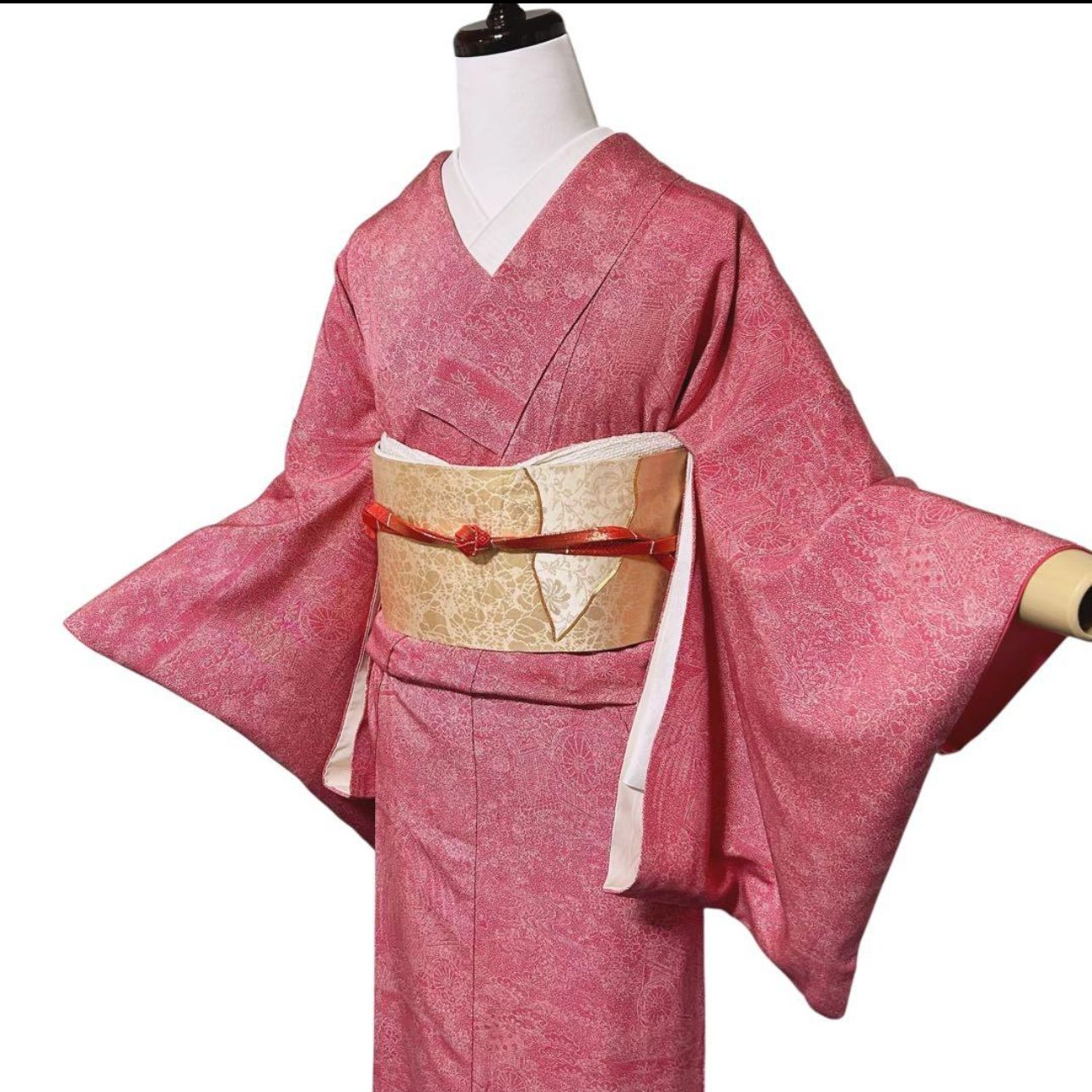 未使用近い 美品 袷 作家 正絹 鮫小紋 御所車 フルセット 西陣唐織