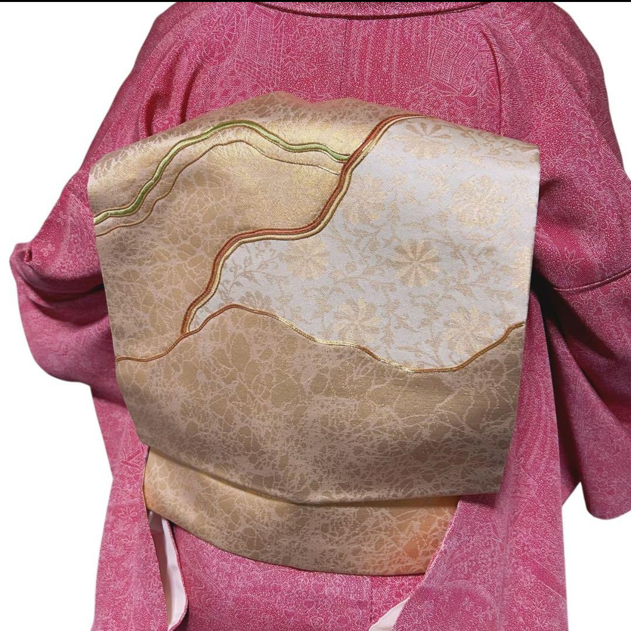 未使用近い 美品 袷 作家 正絹 鮫小紋 御所車 フルセット 西陣唐織