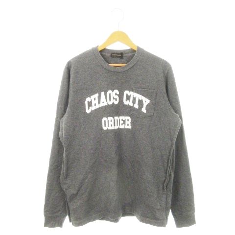 アンダーカバー ロンT Tシャツ カットソー クルーネック 長袖 ポケット プリント コットン 厚手 3 L グレー AH 14 GY 35