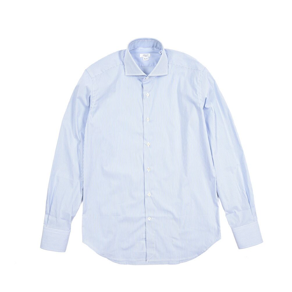 ORIAN オリアン Slim Fit スリムフィット ドレスシャツ ワイシャツ ホリゾンタル 長袖 メンズ ストレッチ コットン ストライプ ブルー 25-26 AW 426724