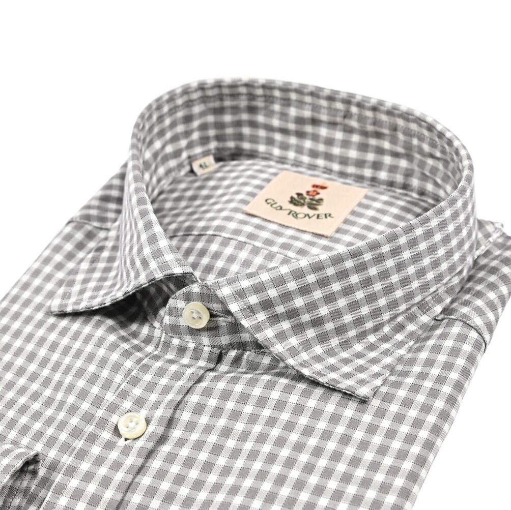 GUY ROVER ギローバー ドレスシャツ ワイド 長袖 メンズ コットン チェック グレー 25 26 AW 427804