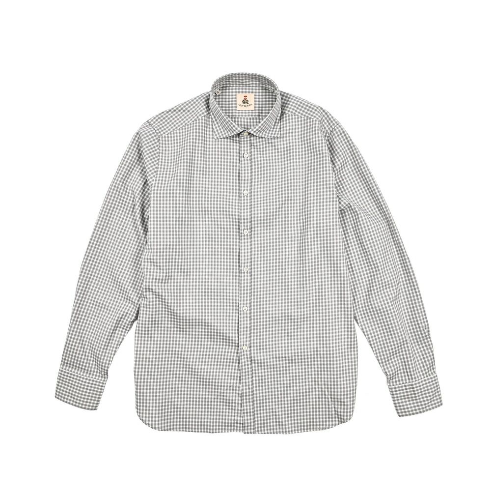 GUY ROVER ギローバー ドレスシャツ ワイド 長袖 メンズ コットン チェック グレー 25-26 AW 427804