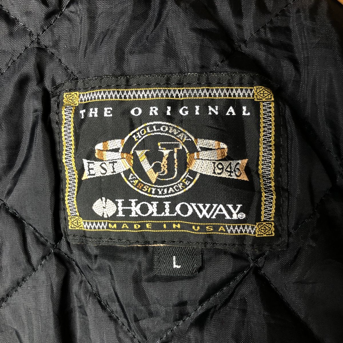 古着 90年代 ホロウェイ Holloway 袖革ウールボタンスタジャン バー