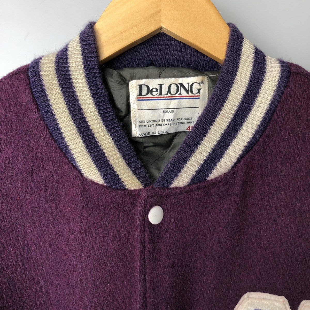 古着 ~90年代 デロング DeLONG 中綿入り 袖革ウールボタンスタジャン