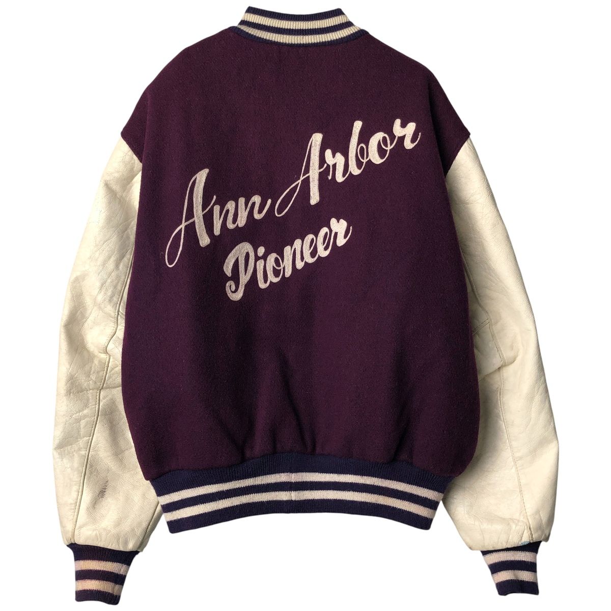 古着 ~90年代 デロング DeLONG 中綿入り 袖革ウールボタンスタジャン