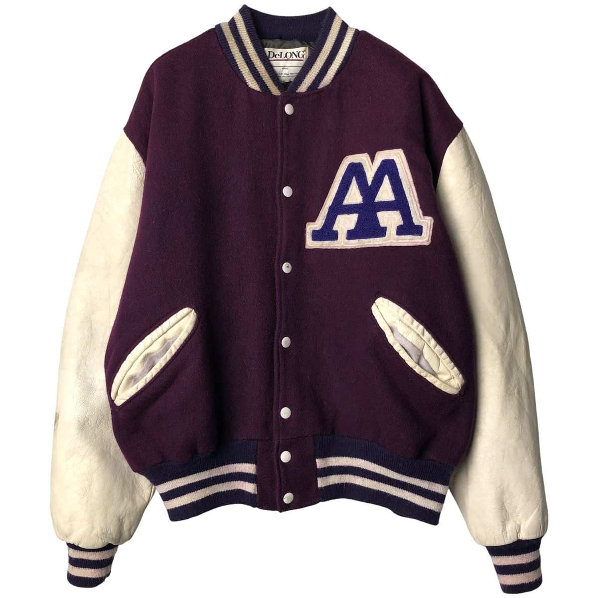 古着 ~90年代 デロング DeLONG 中綿入り 袖革ウールボタンスタジャン