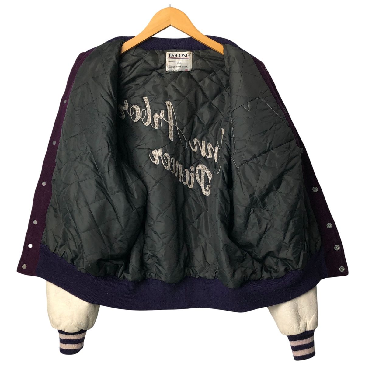 古着 ~90年代 デロング DeLONG 中綿入り 袖革ウールボタンスタジャン