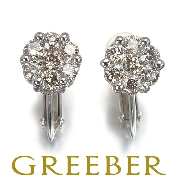 ダイヤ ダイヤモンド 0.50 ct サークル フラワー イヤリング K 18 WG 14 181316