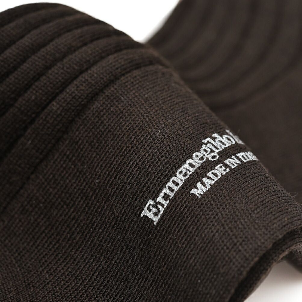 ZEGNA ゼニア ウールソックス 靴下 ハイソックス ロングホーズ メンズ ウール リブ編み ブラウン 428046