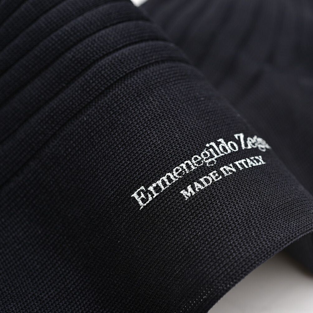 ZEGNA ゼニア ソックス 靴下 ハイソックス ロングホーズ メンズ コットン リブ編み ネイビー 427957