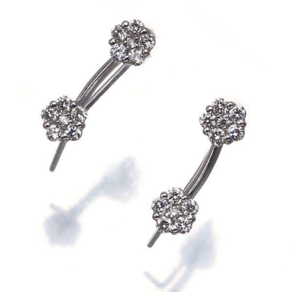 ダイヤ ダイヤモンド 0.20ct/0.20ct フラワー フック ピアス K18WG