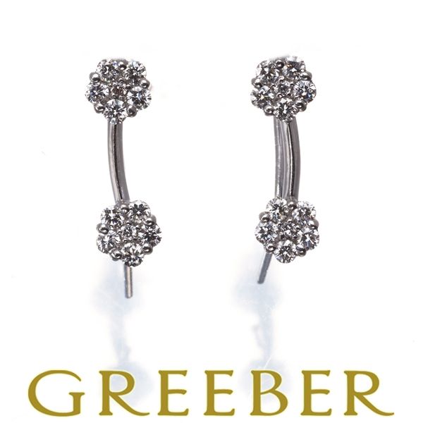 ダイヤ ダイヤモンド 0.20ct/0.20ct フラワー フック ピアス K18WG