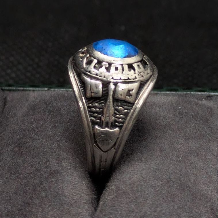 JOSTENS 1983年製 ヴィンテージ カレッジリング シルバー925 青 - メルカリ