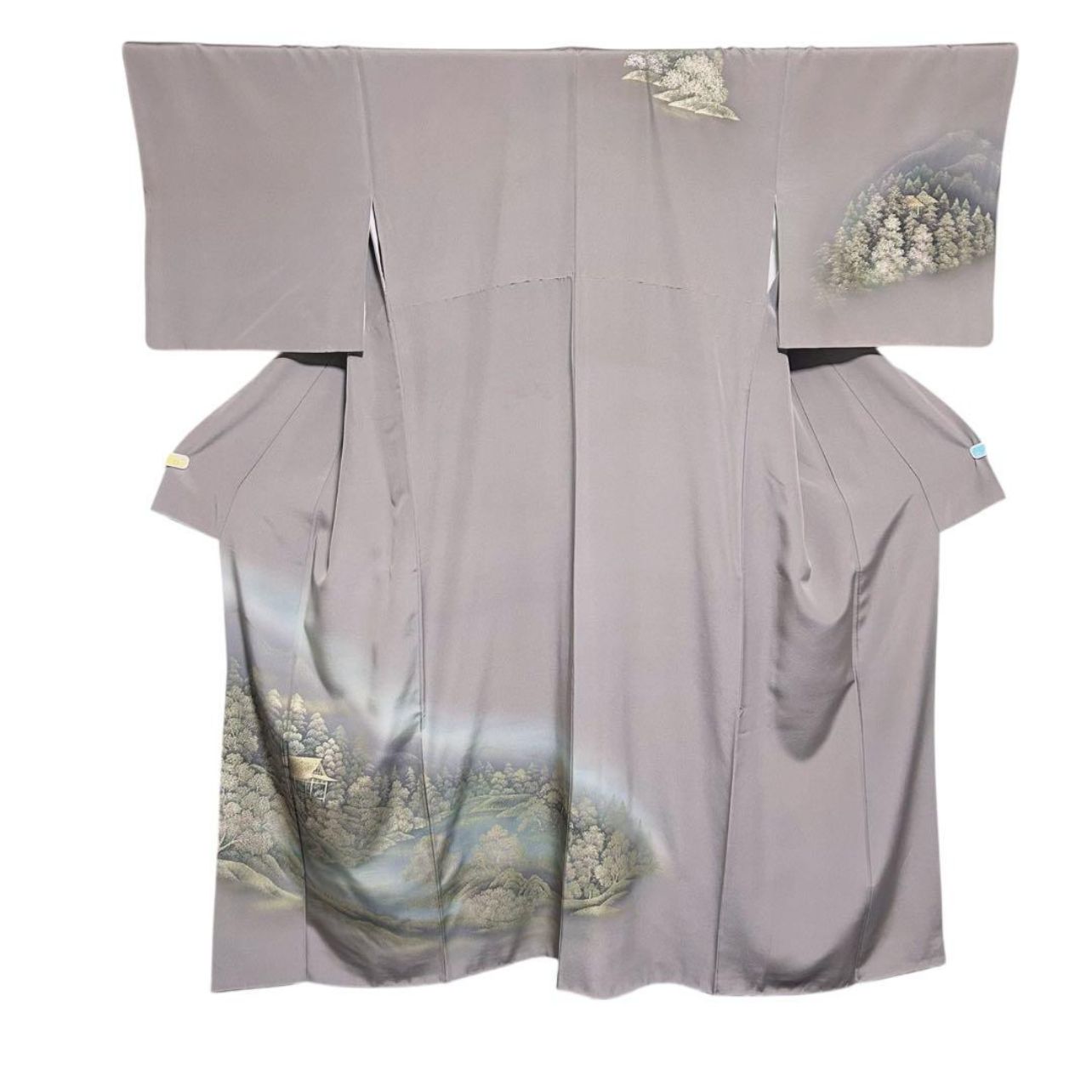 帯締め帯揚げ無し　美品　袷　正絹　辻が花　訪問着　フルセット　西陣唐織純銀箔袋帯 美品 袷 正絹 訪問着 フルセット 4点 西陣唐織漆箔袋帯 帯締め 帯揚げ