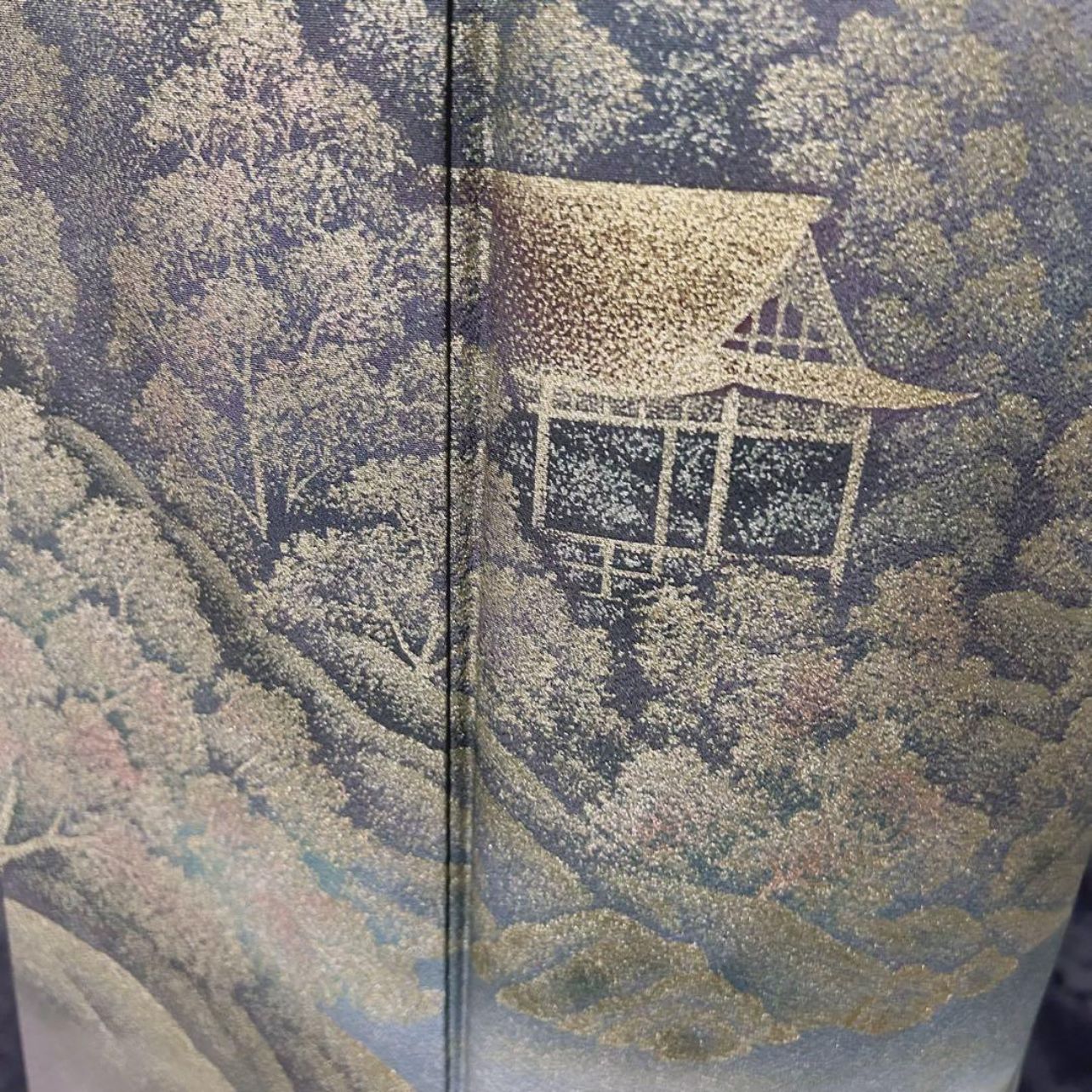 美品 袷 正絹 訪問着 フルセット 4点 西陣唐織漆箔袋帯 帯締め 帯揚げ