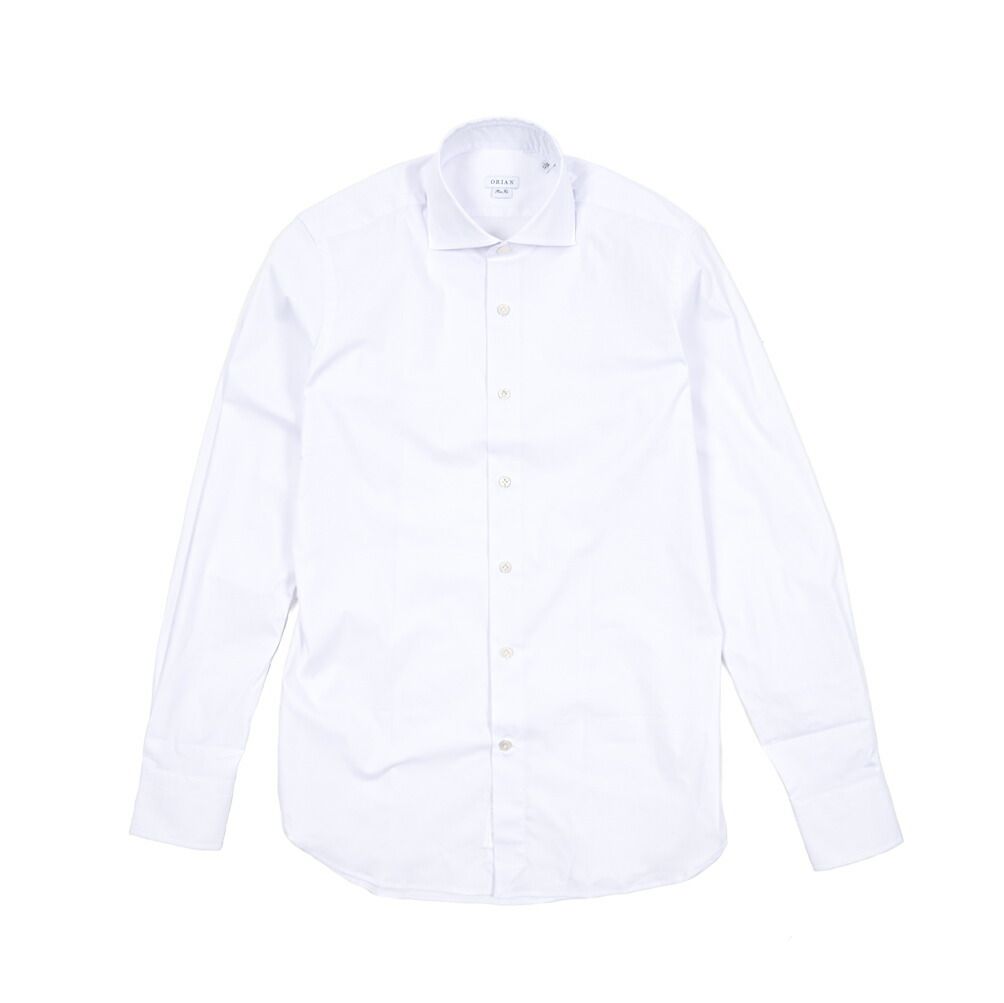 ORIAN オリアン ドレスシャツ ワイシャツ ホリゾンタル 長袖 メンズ Slim Fit スリムフィット コットンストレッチ ホワイト 25-26 AW 426912