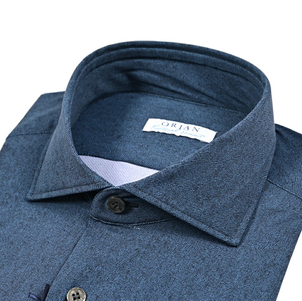 ORIAN オリアン Functional Garment ドレスシャツ ワイシャツ ホリゾンタル 長袖 メンズ ストレッチ ナイロン ネイビー 25-26 AW 426899
