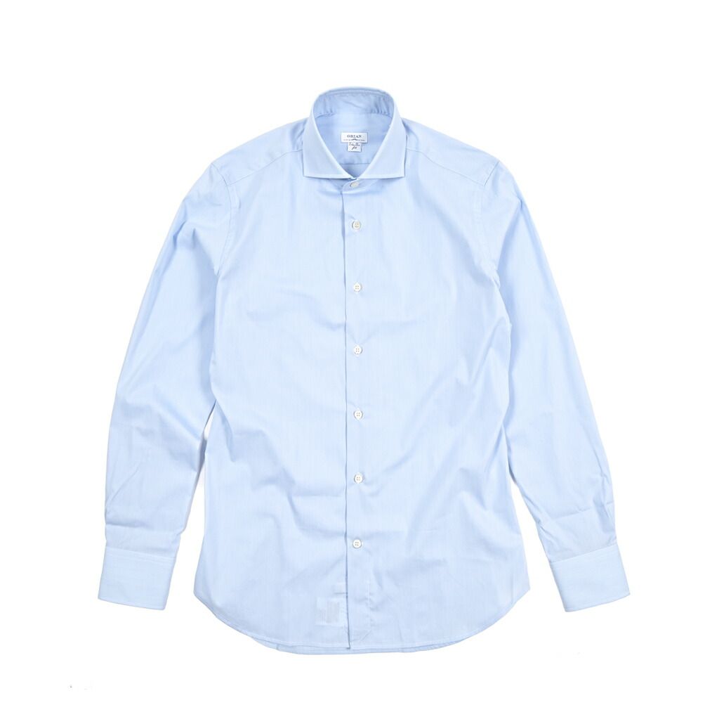 ORIAN オリアン Extra Slim Fit エクストラ スリムフィット ドレスシャツ ワイシャツ ホリゾンタル 長袖 メンズ ストレッチ コットン ブルー 25-26 AW 426775