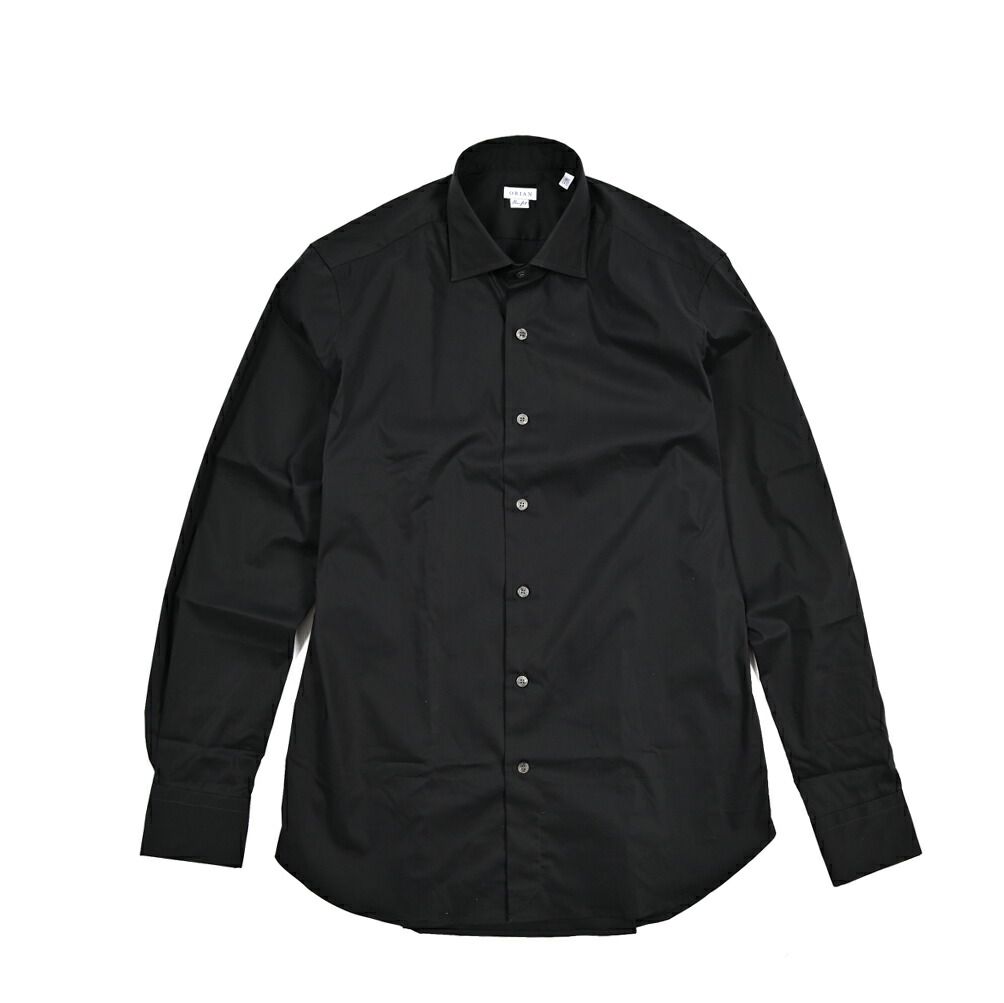 ORIAN オリアン Slim Fit スリムフィット ドレスシャツ ホリゾンタル 長袖 メンズ ストレッチ コットン ブラック 25-26 AW 426803