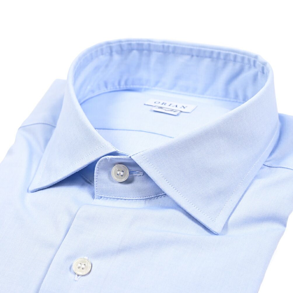 ORIAN オリアン Slim Fit スリムフィット ドレスシャツ ホリゾンタル 長袖 メンズ コットン ブルー 25-26 AW 426811