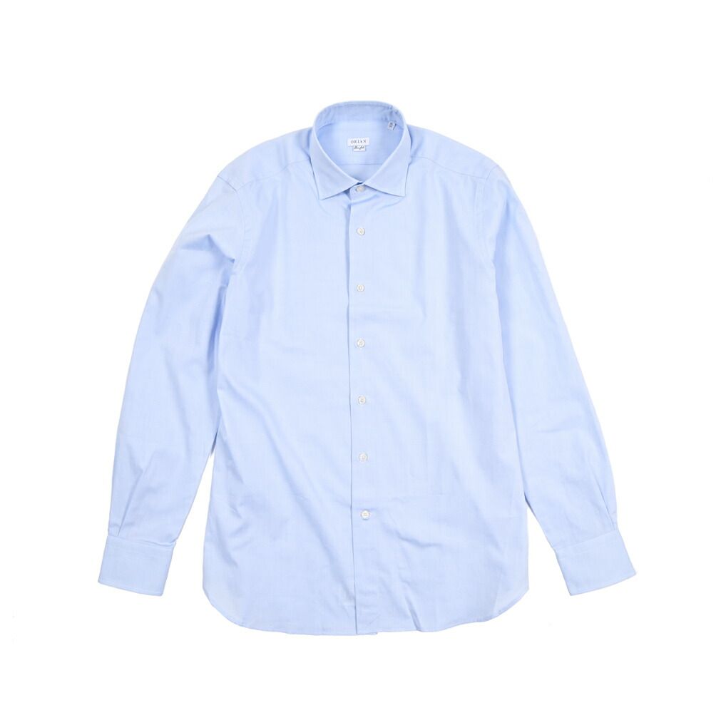 ORIAN オリアン Slim Fit スリムフィット ドレスシャツ ホリゾンタル 長袖 メンズ コットン ブルー 25-26 AW 426811
