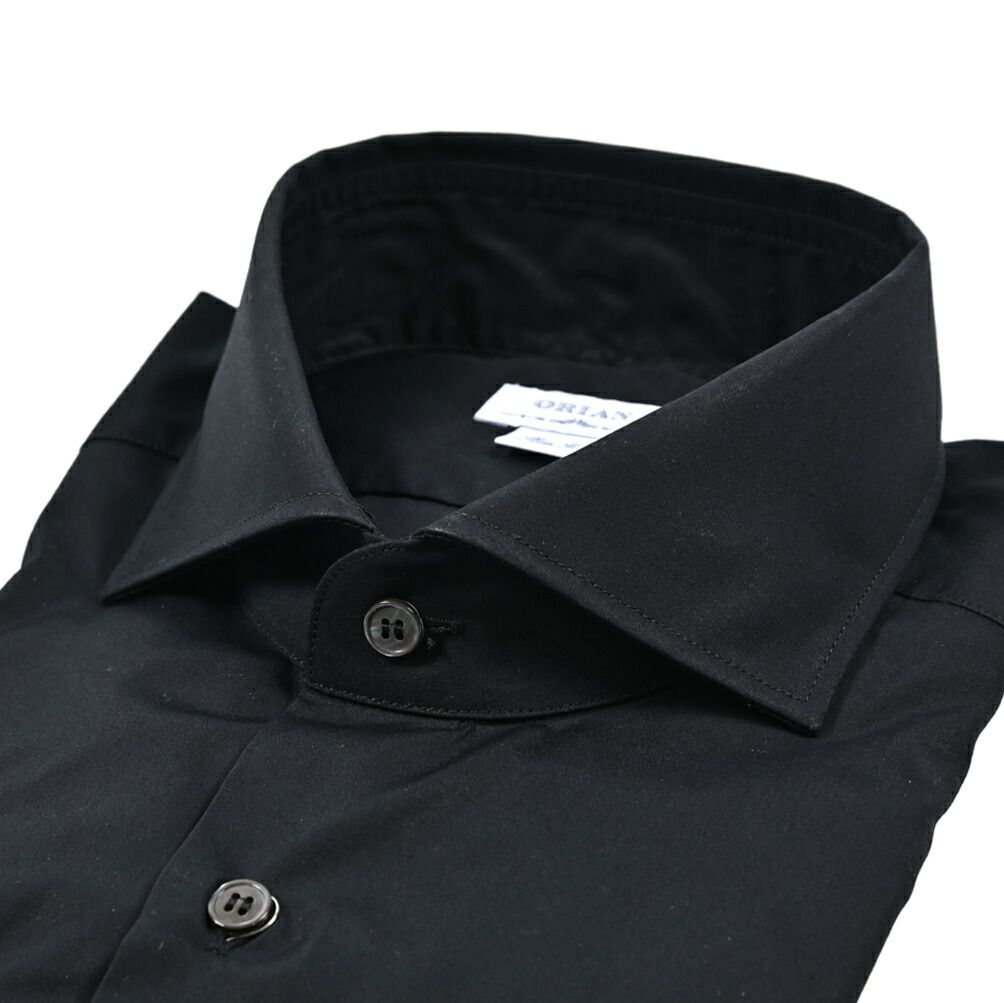 ORIAN オリアン Slim Fit スリムフィット ドレスシャツ ワイシャツ ホリゾンタル 長袖 メンズ コットン ブラック 25 26 AW 426789