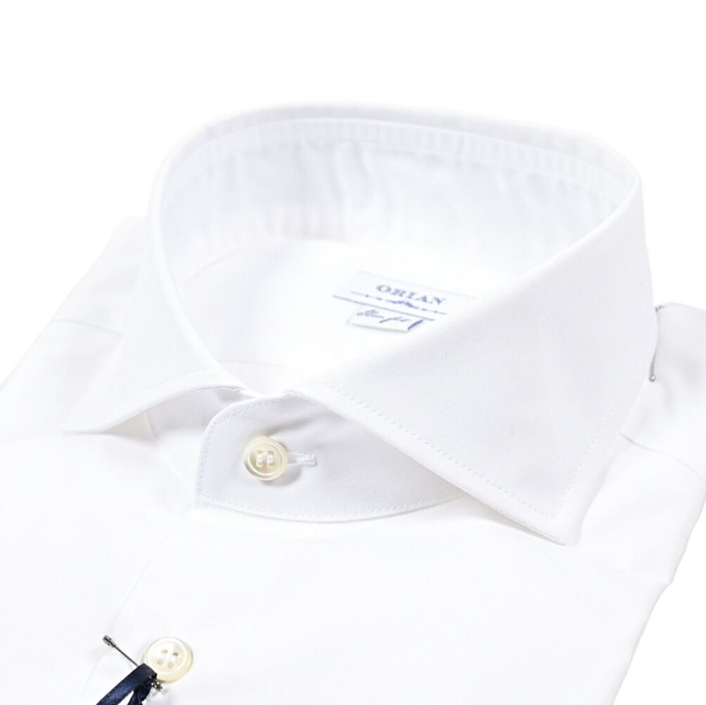 ORIAN オリアン Slim Fit スリムフィットドレスシャツ ワイシャツ ホリゾンタル 長袖 メンズ コットン ホワイト 25 26 AW 426796