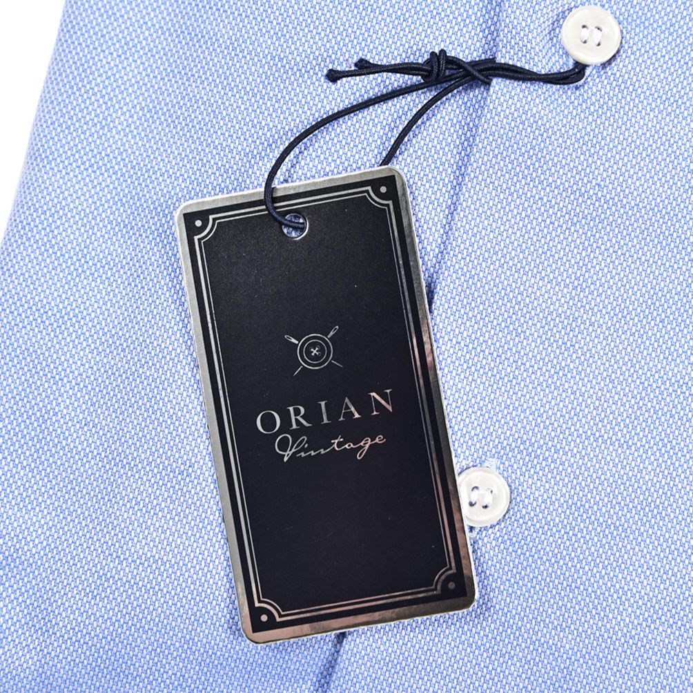 ORIAN オリアン / Vintage Regular Fit レギュラーフィット ドレスシャツ ワイシャツ ボタンダウン 長袖 メンズ ナチュラルストレッチ コットン100% 織柄 ブルー / 25-26AW / 426839