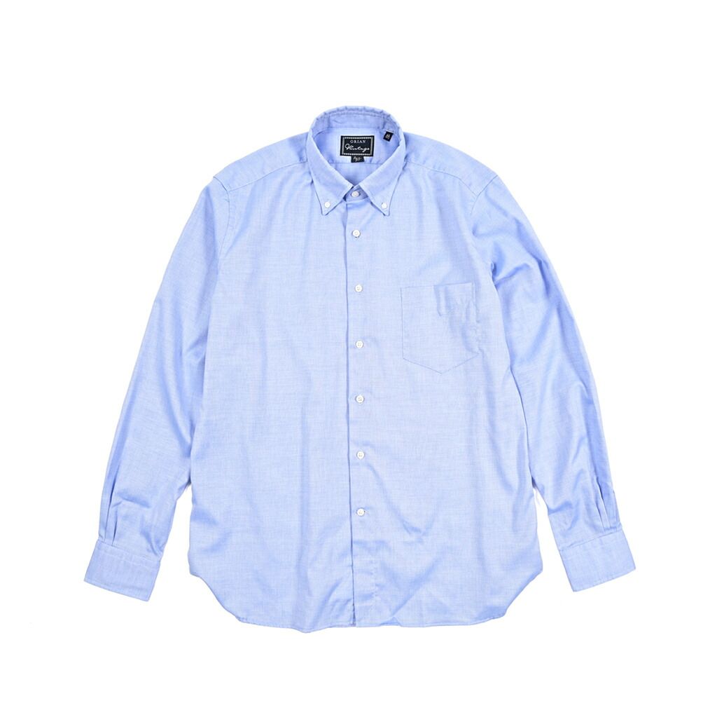 ORIAN オリアン / Vintage Regular Fit レギュラーフィット ドレスシャツ ワイシャツ ボタンダウン 長袖 メンズ ナチュラルストレッチ コットン100% 織柄 ブルー / 25-26AW / 426839