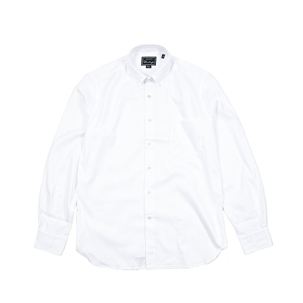 ORIAN オリアン Vintage Regular Fit レギュラーフィット ドレスシャツ ワイシャツ ボタンダウン 長袖 メンズ ナチュラルストレッチ コットン ホワイト 25-26 AW 426841