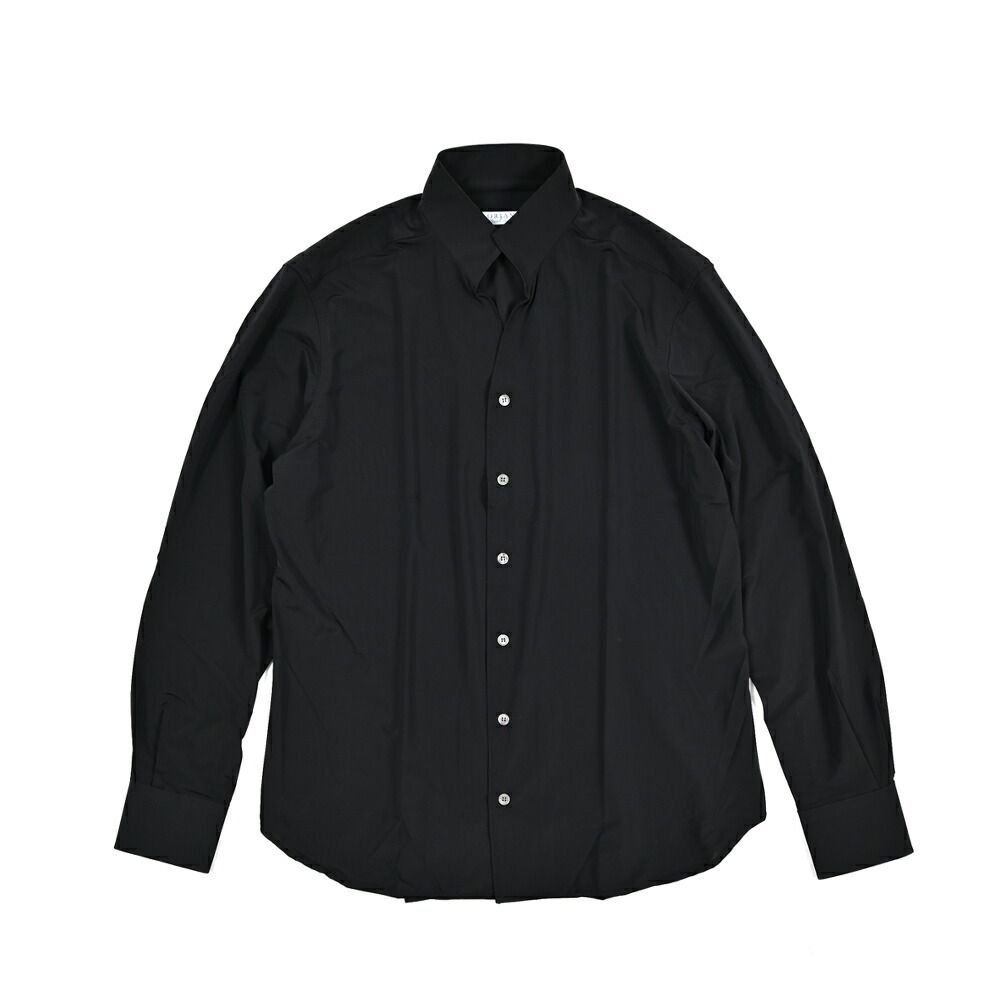 ORIAN オリアン Functional Garment スーパーストレッチ ドレスシャツ スキッパー 立ち襟 長袖 メンズ ナイロン 形状記憶 速乾 透湿 抗菌 ブラック 25-26 AW 426870